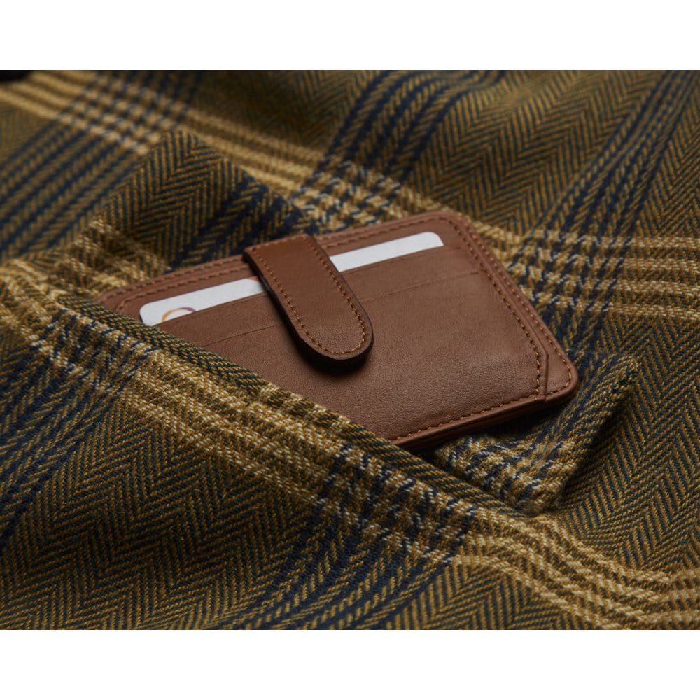 Havana Tan Flat Credit Card Holder With 2 ID Windows, 4CC