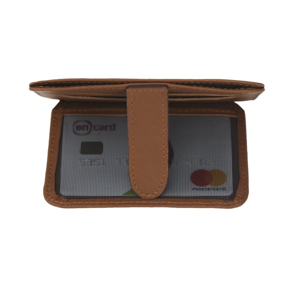 Tan Flat Credit Card Holder With ID Window, 6CC