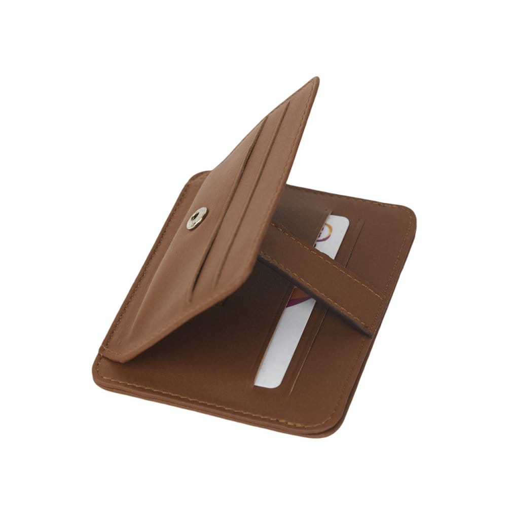 Tan Flat Credit Card Holder With ID Window, 6CC