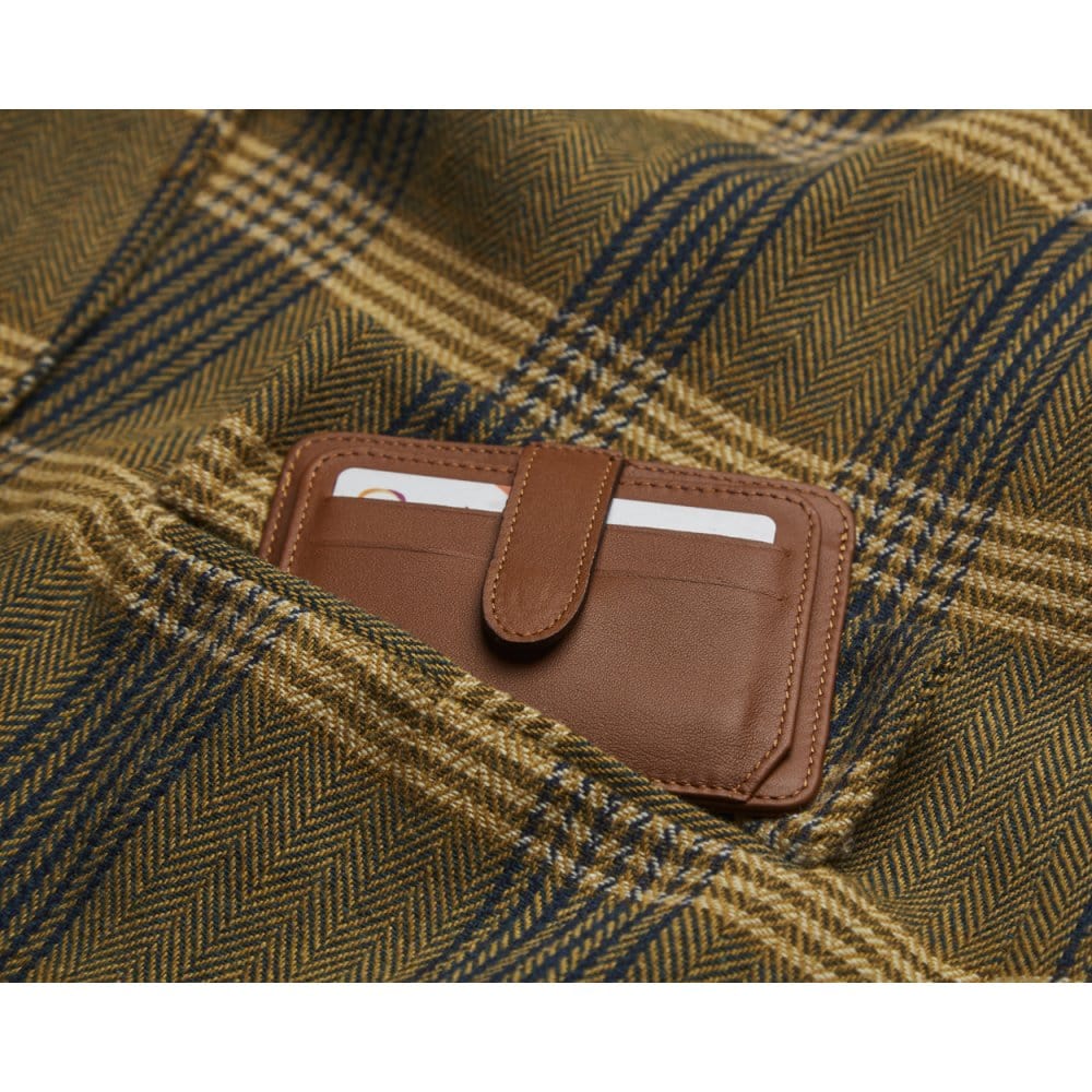 Tan Flat Credit Card Holder With ID Window, 6CC