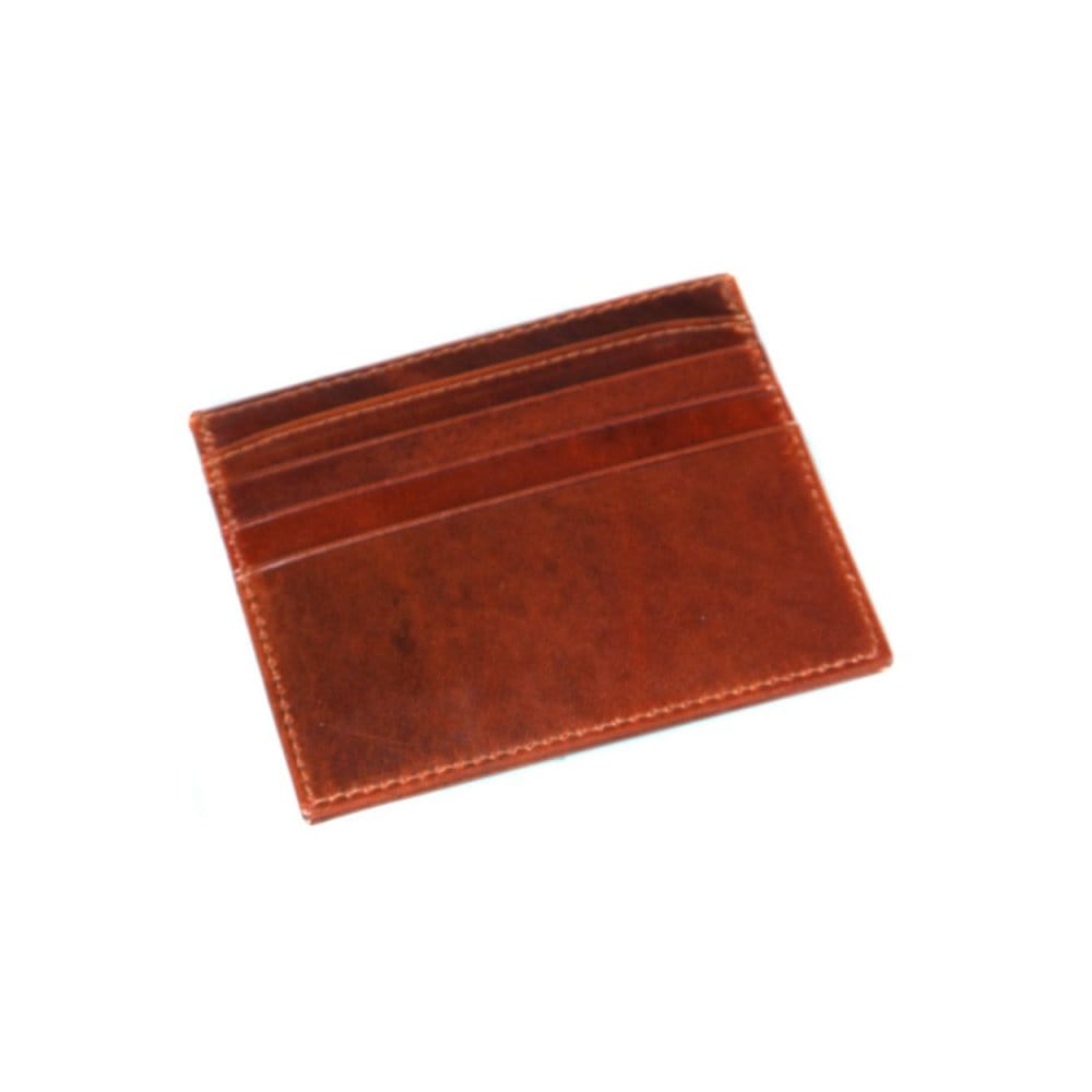 Havana Tan Flat Leather 8 Credit Card Wallet