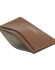 Havana Tan Flat Leather Credit Card Case With RFID Blocking Lining