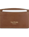 Havana Tan Flat Leather Credit Card Case With RFID Blocking Lining