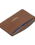 Havana Tan Flat Leather Credit Card Case With RFID Blocking Lining