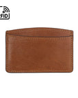 RFID Flat Leather Card Holder, tan, front view