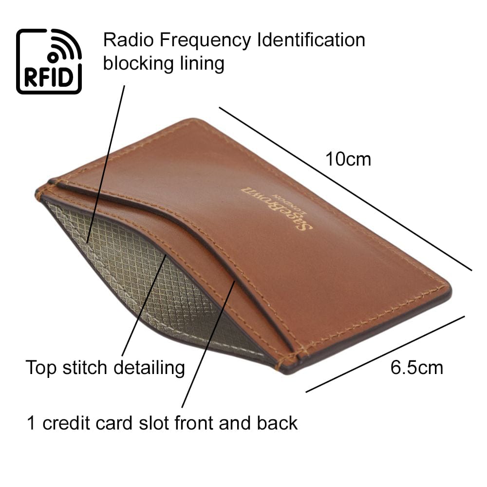 RFID Flat Leather Card Holder, havana tan,, features