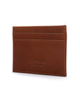 Flat leather credit card wallet 4 CC, havana tan, back