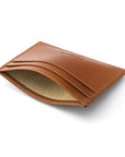 Flat leather card wallet with ID window, havana tan, back