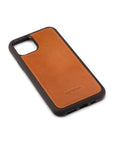 iPhone 11 Pro Max protective leather back cover, havana tan, back view