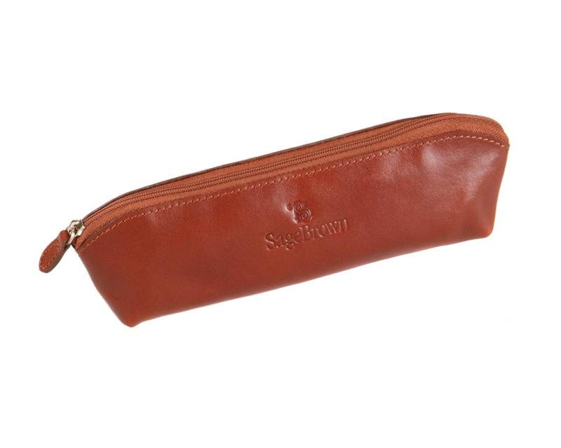 Havana Tan Large Leather Pencil Case