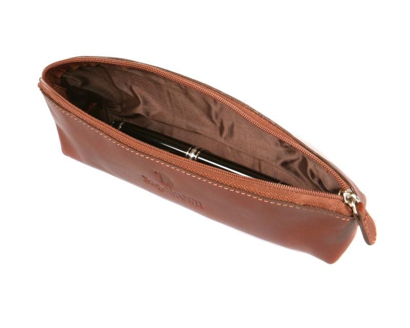 Havana Tan Large Leather Pencil Case