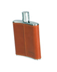 3oz leather hip flask, havana tan, back view