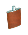 5oz leather hip flask, havana tan