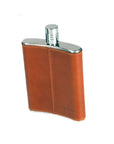 5oz leather hip flask, havana tan, back view