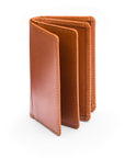 Leather bifold card wallet, havana tan, front