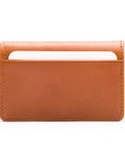 Leather bifold card wallet, havana tan, front view