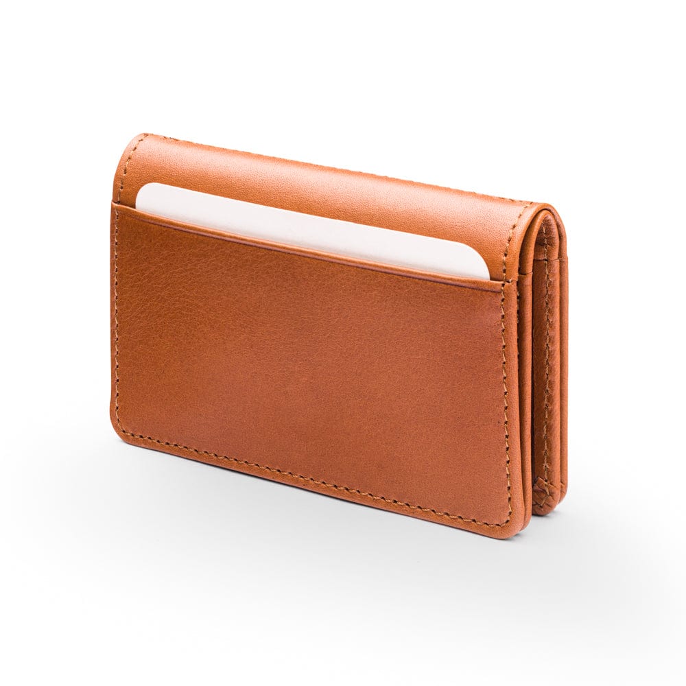Leather bifold card wallet, havana tan, back