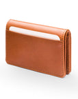 Leather bifold card wallet, havana tan, back