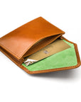 Leather business card envelope, tan, inside