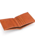 Leather compact billfold wallet 6CC, havana tan, inside