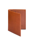 Leather compact billfold wallet 6CC, havana tan, front