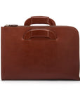 Leather document case with retractable handles, havana tan, front