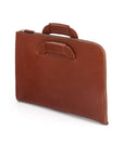 Leather document case with retractable handles, havana tan, side