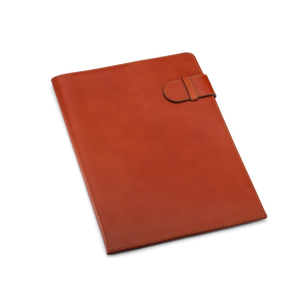 Leather document folder, havana tan, front