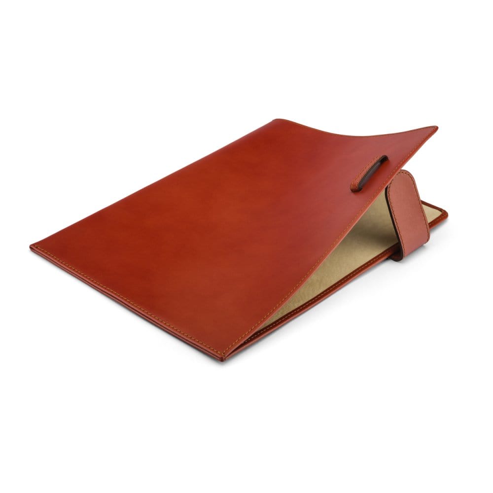 Leather document folder, havana tan, inside