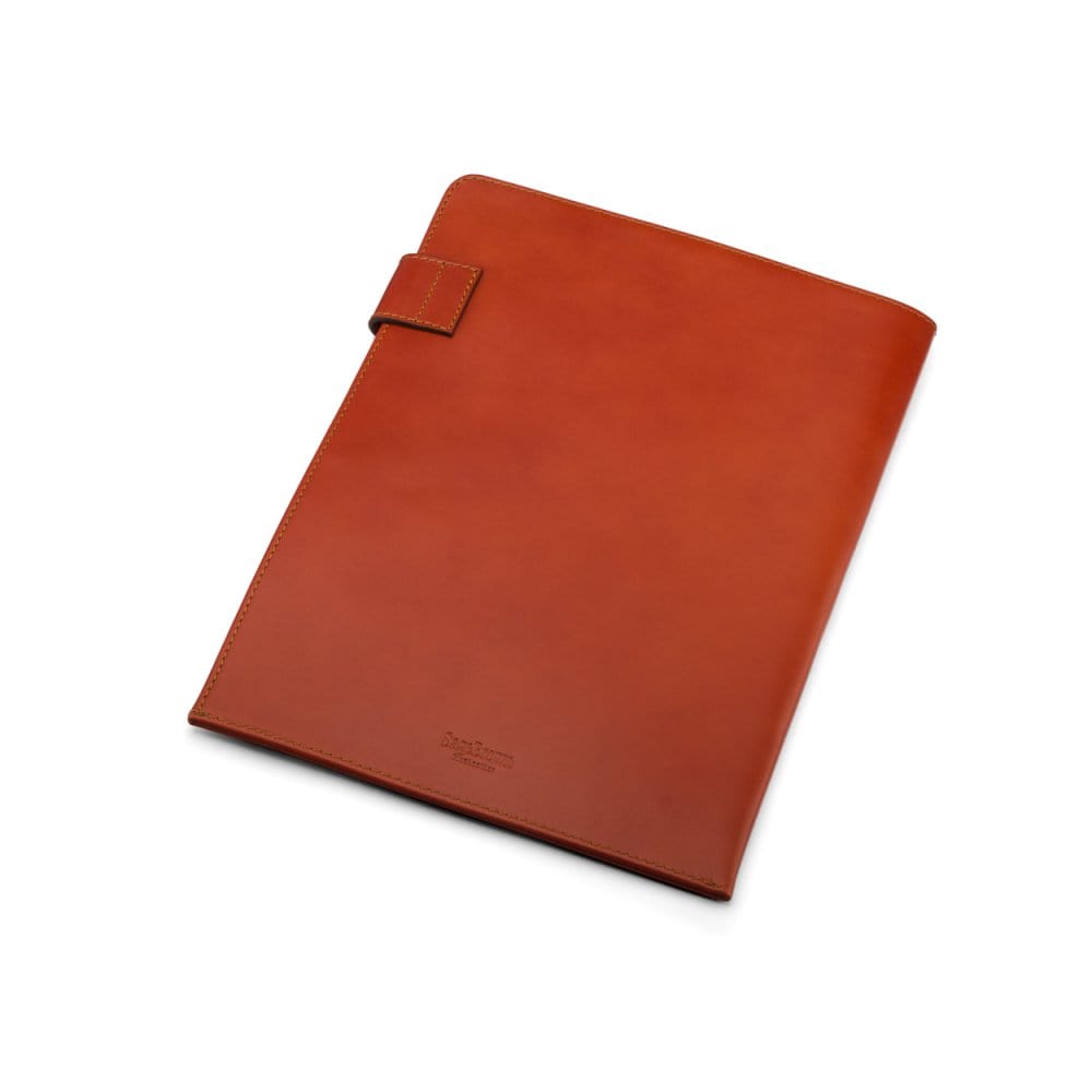 Leather document folder, havana tan, back