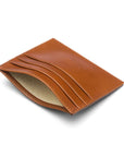 Leather flat credit card wallet 6 CC, tan, inside