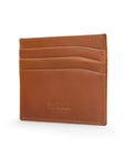 Leather flat credit card wallet 6 CC, tan, back