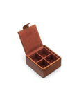 Leather jewellery box, tan, inside