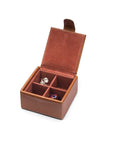 Leather jewellery box, tan, open