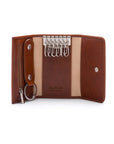 Key wallet with detachable key fob, havana tan, inside