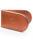 Leather Magnetic Money Clip, havana tan, front