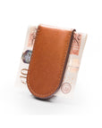 Leather Magnetic Money Clip, havana tan, back