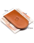 Leather Magnetic Money Clip, havana tan, dimensions