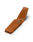 Leather pen case, havana tan, open