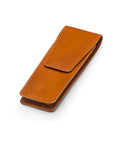 Leather pen case, havana tan, side