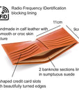 RFID leather wallet for men, havana tan, features