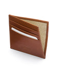 Leather side opening flat card holder, tan, inside