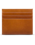 Leather side opening flat card holder, tan, front