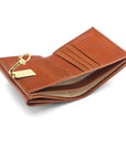 Leather purse with brass clasp, havana tan, inside