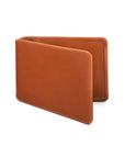 Leather travel card wallet, havana tan, front