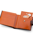 Leather wallet with coin purse, ID and tab closure, havana tan, coin purse open