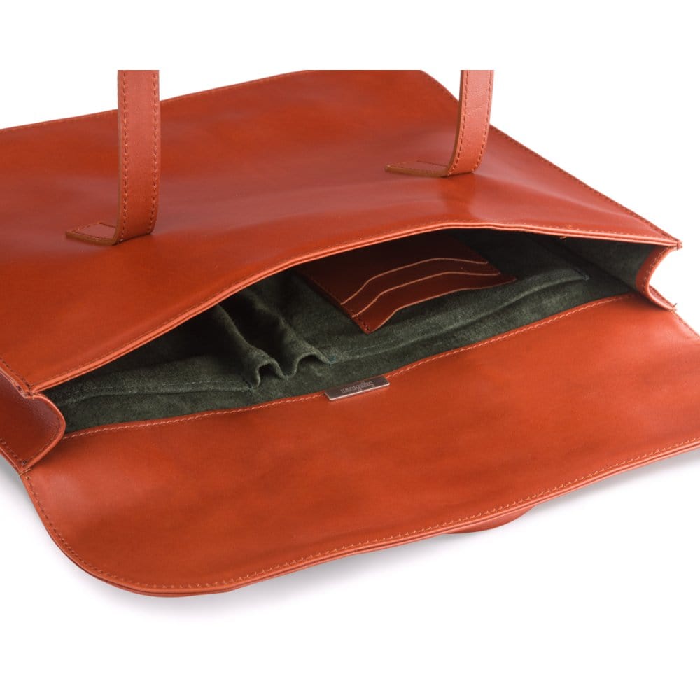 Leather music bag, havana tan, inside