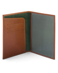 Luxury leather passport cover, tan, inside