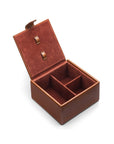 Men's leather accessory box, tan, inside