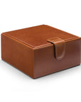 Men's leather accessory box, tan, front